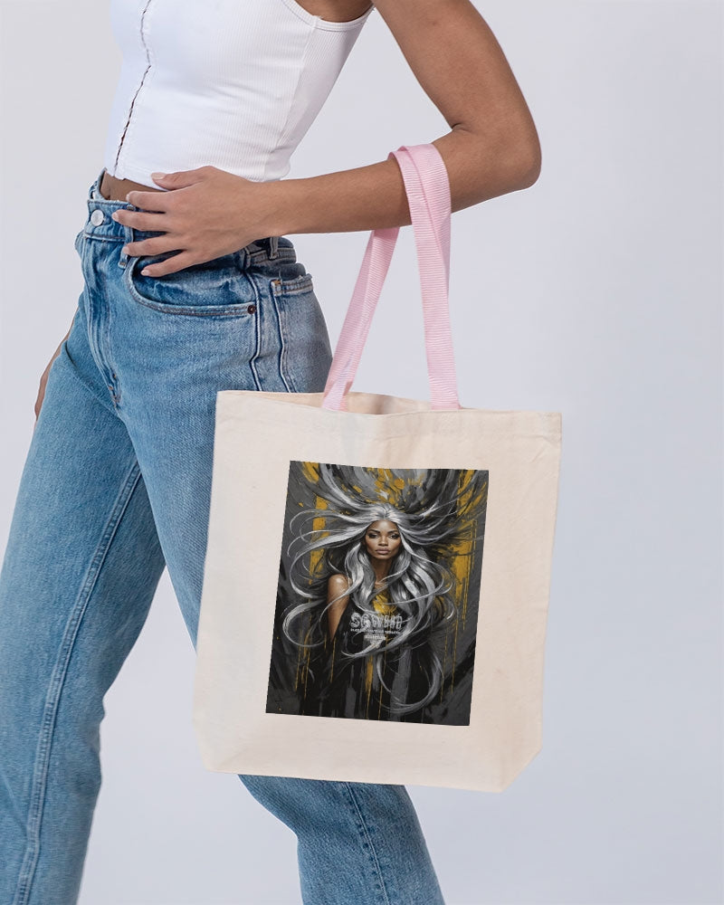 Black Sister Collection [Part 2 ] Canvas Tote with Contrast-Color Handles | Q-Tees