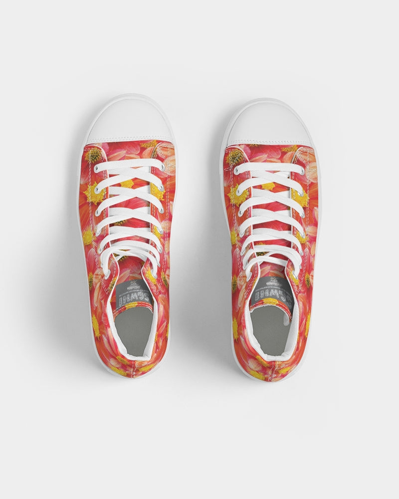 Beautiful blood orange flower design Women's Hightop Canvas Shoe