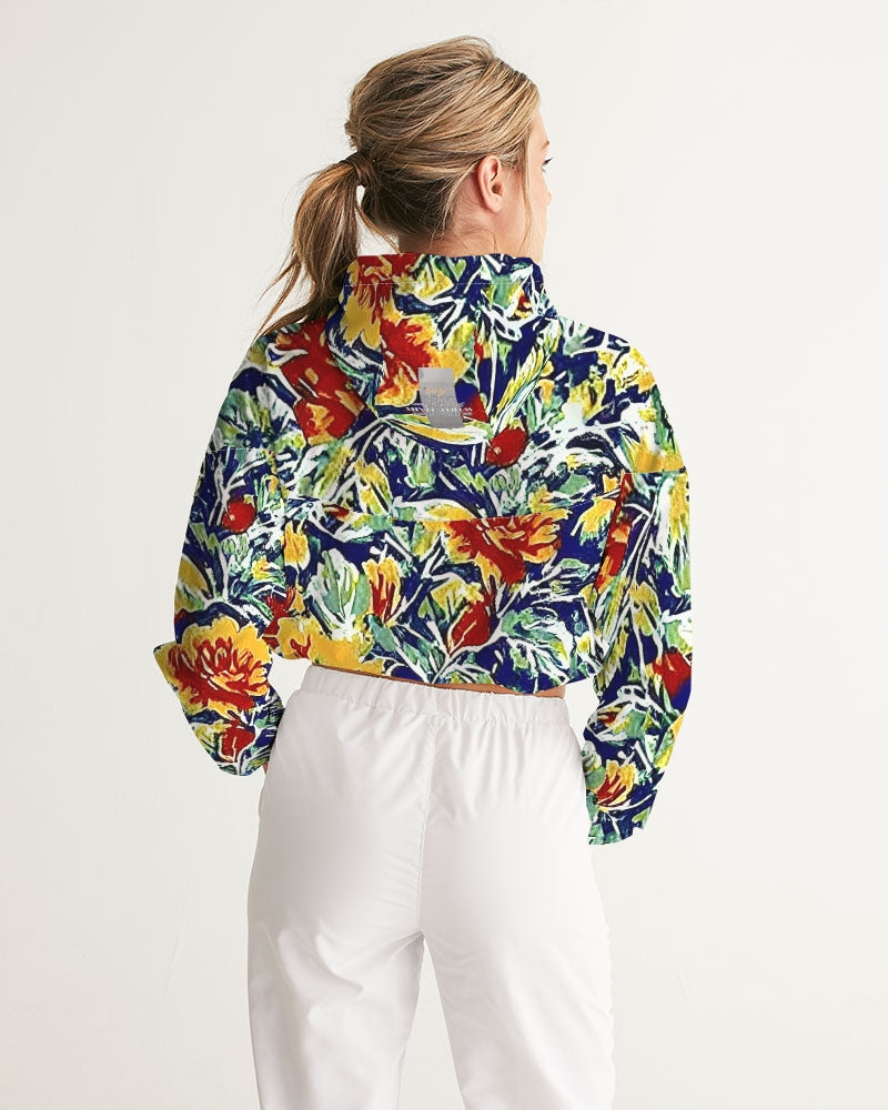 Painted floor design Women's All-Over Print Cropped Windbreaker