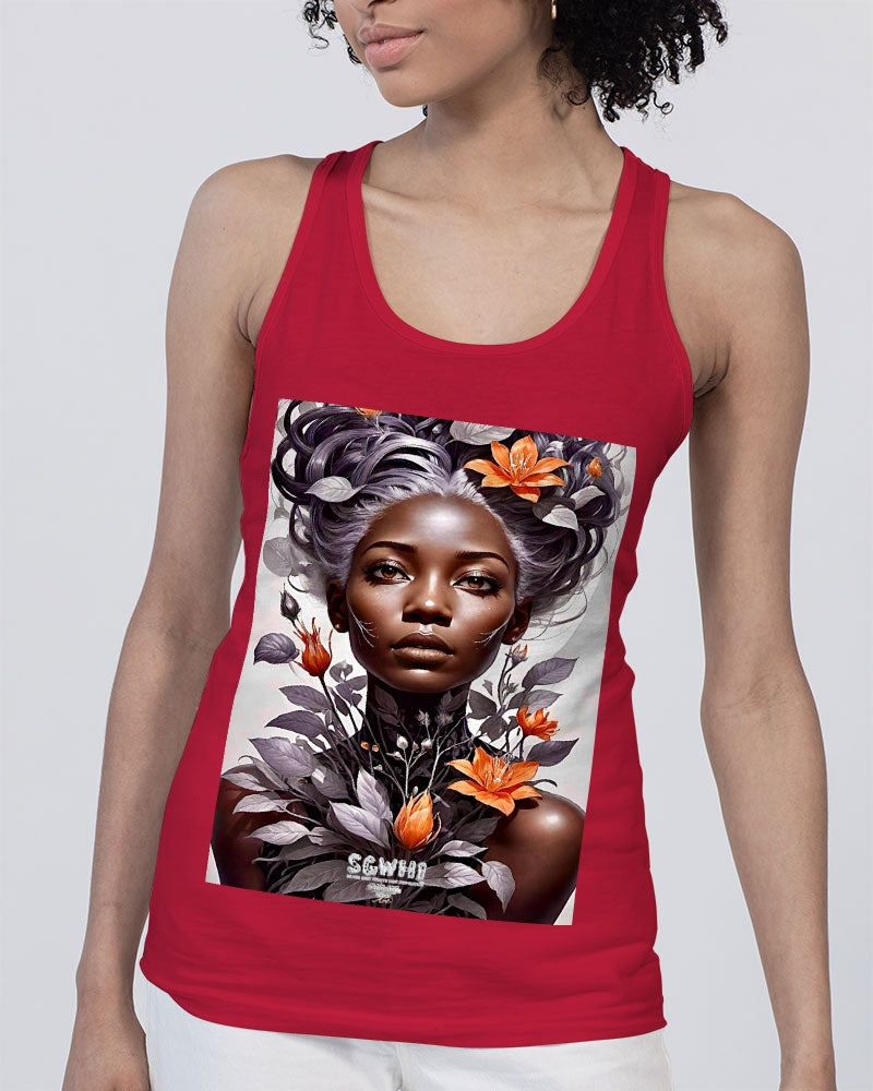 Beautiful black silver grey hair blossom women Unisex Jersey Tank | Bella + Canvas