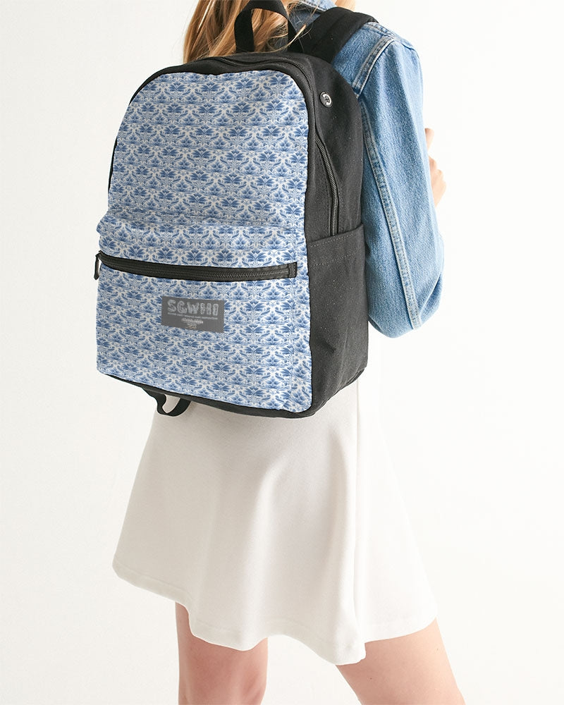 light blue Royal patten  Small Canvas Backpack