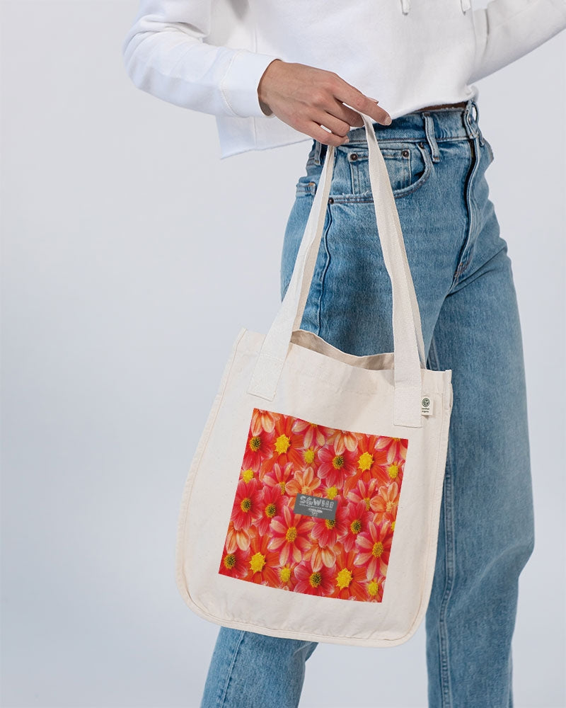 Beautiful blood orange flower design Organic Cotton Canvas Market Tote | Econscious