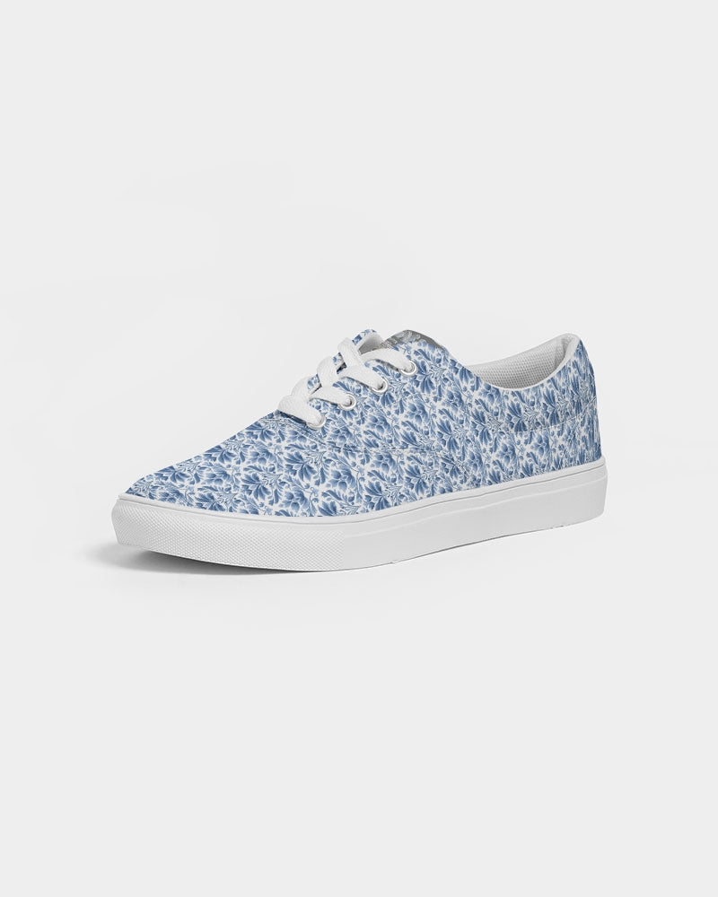 light blue Royal patten  Men's Lace Up Canvas Shoe