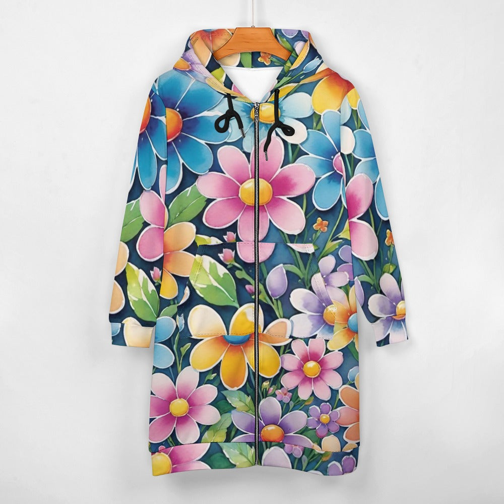 Women's full print long Hoodie