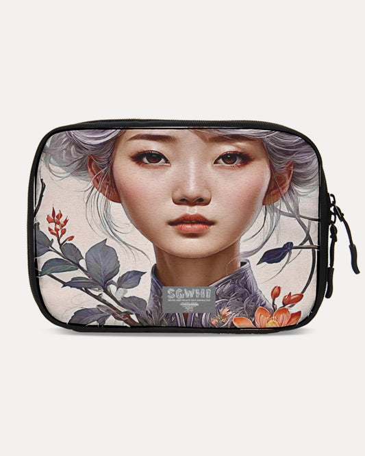 Beautiful Asian woman grey hair blossom Large Travel Organizer