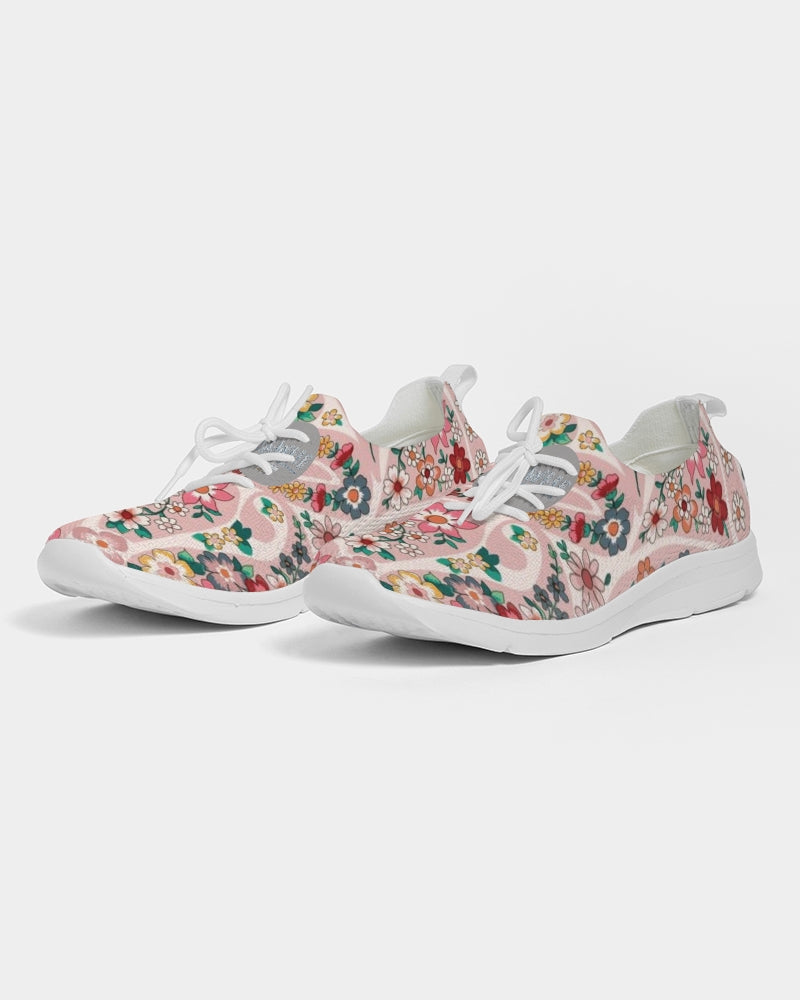 Pink abstract Pretty Sisters Women's Lace Up Flyknit Shoe