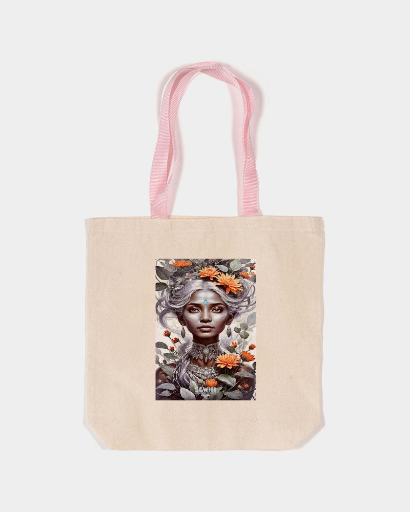 Blossom Indian Grey sister Canvas Tote with Contrast-Color Handles | Q-Tees