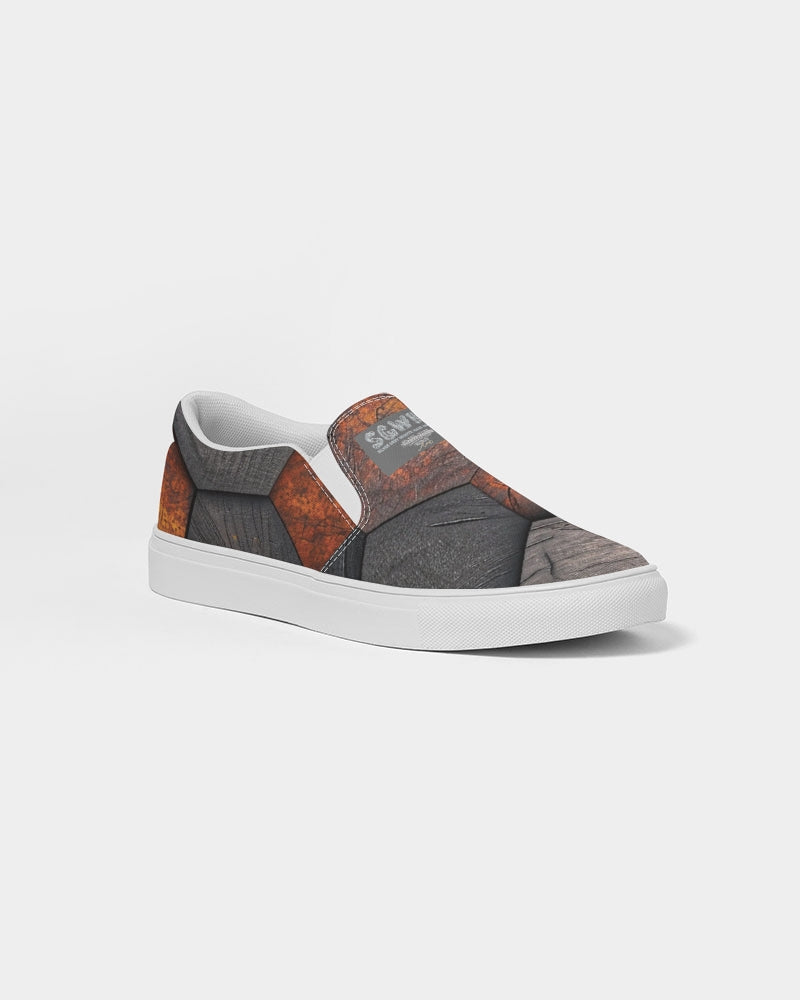 Cool stone hexagon patten 3D Men's Slip-On Canvas Shoe