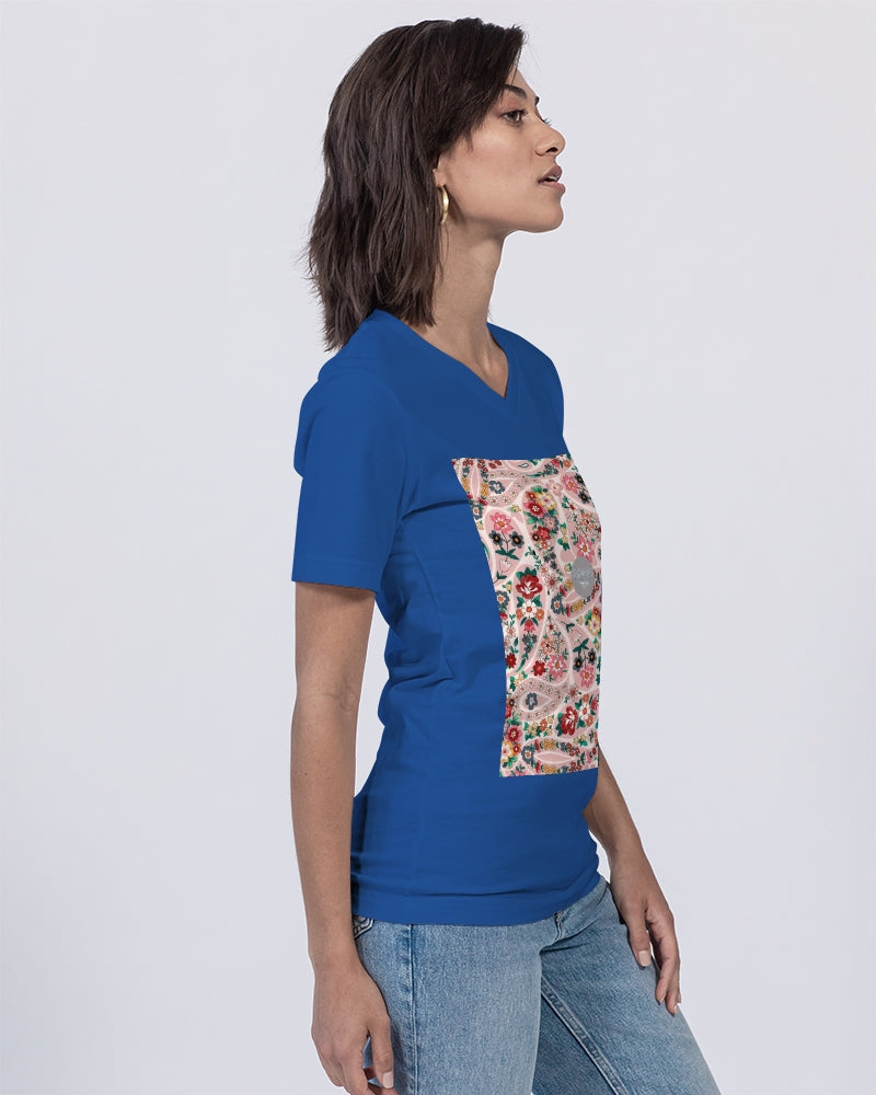 Pink abstract Pretty Sisters Unisex Jersey V-Neck Tee | Bella + Canvas