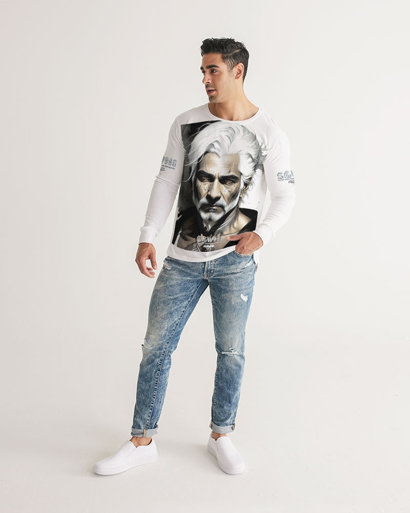 Handsome Silver grey Indian ink Portrait Men's All-Over Print Long Sleeve Tee