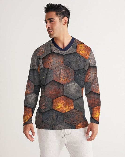 Cool stone hexagon patten 3D Men's All-Over Print Long Sleeve Sports Jersey