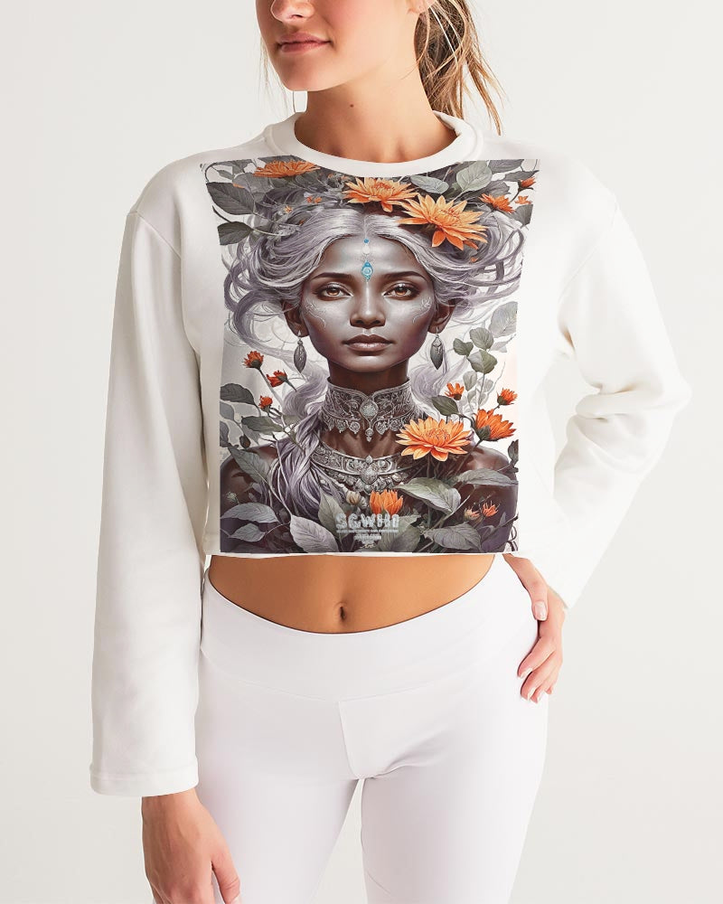 Blossom Indian Grey sister Women's All-Over Print Cropped Sweatshirt