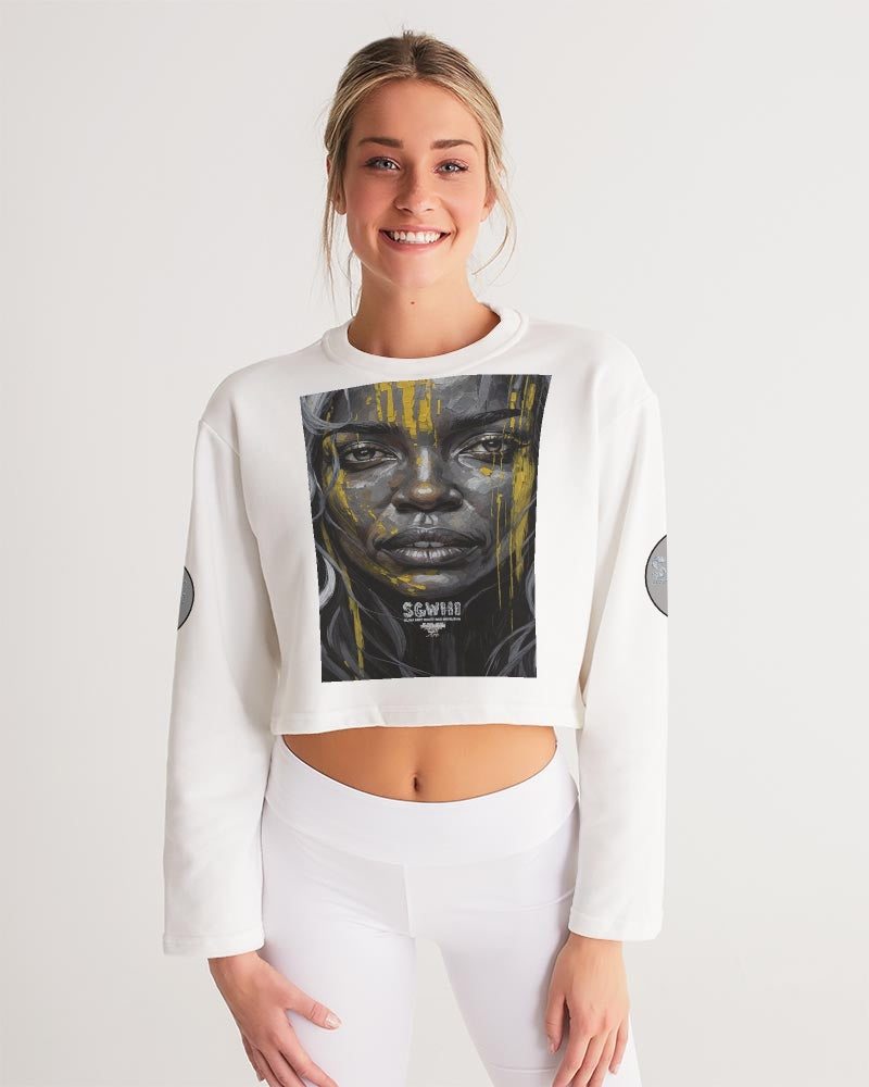 Black Sister Collection [Part 3 ] Women's All-Over Print Cropped Sweatshirt