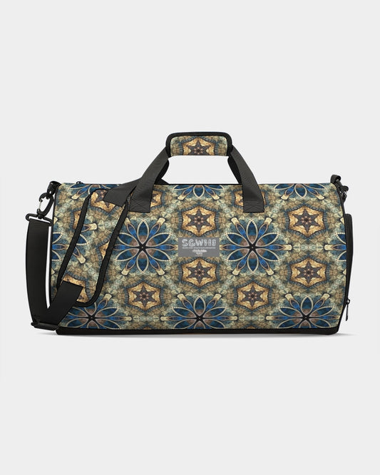 Green & Dark Blue almost star pattern. Sports Duffle Bag