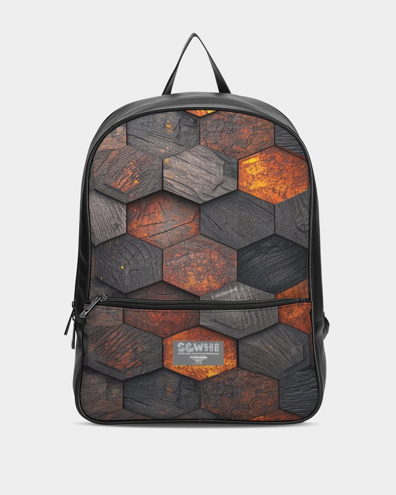 Cool stone hexagon patten 3D Classic Faux Leather Backpack