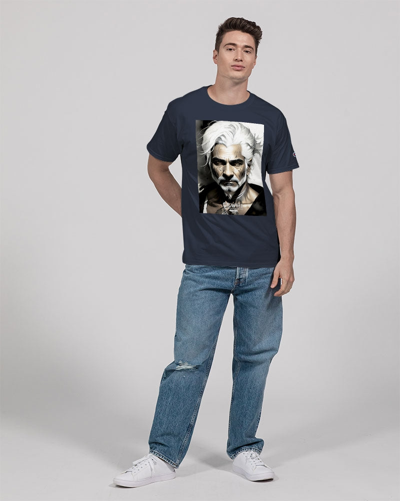 Handsome Silver grey Indian ink Portrait Unisex Tee | Champion