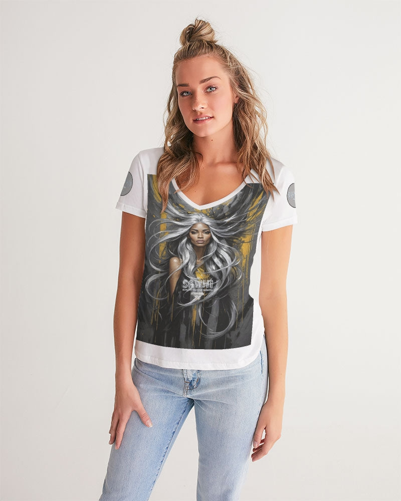 Black Sister Collection [Part 2 ] Women's All-Over Print V-Neck Tee