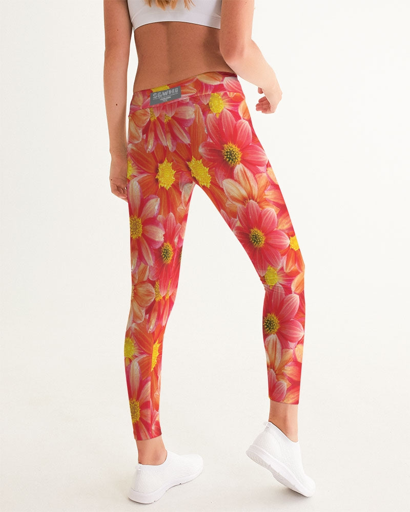 Beautiful blood orange flower design Women's All-Over Print Yoga Pants