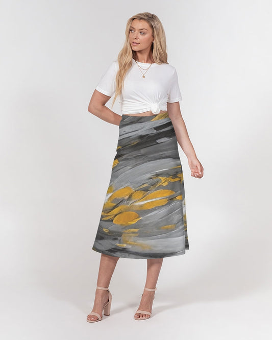 Black Sister Collection [Part 1 ] Women's All-Over Print A-Line Midi Skirt