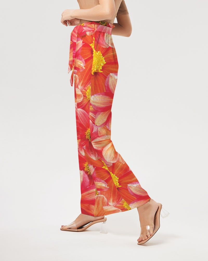 Beautiful blood orange flower design Women's All-Over Print High-Rise Wide Leg Pants