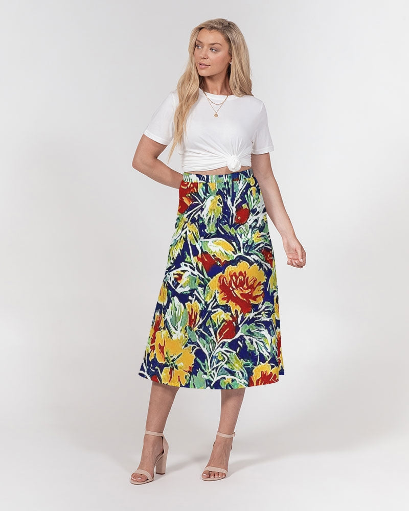 Painted floor design Women's All-Over Print A-Line Midi Skirt