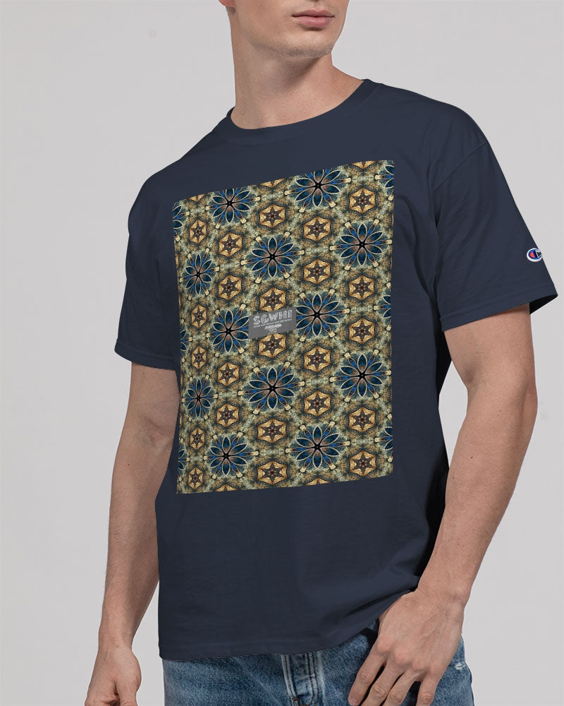 Green & Dark Blue almost star pattern. Unisex Tee | Champion