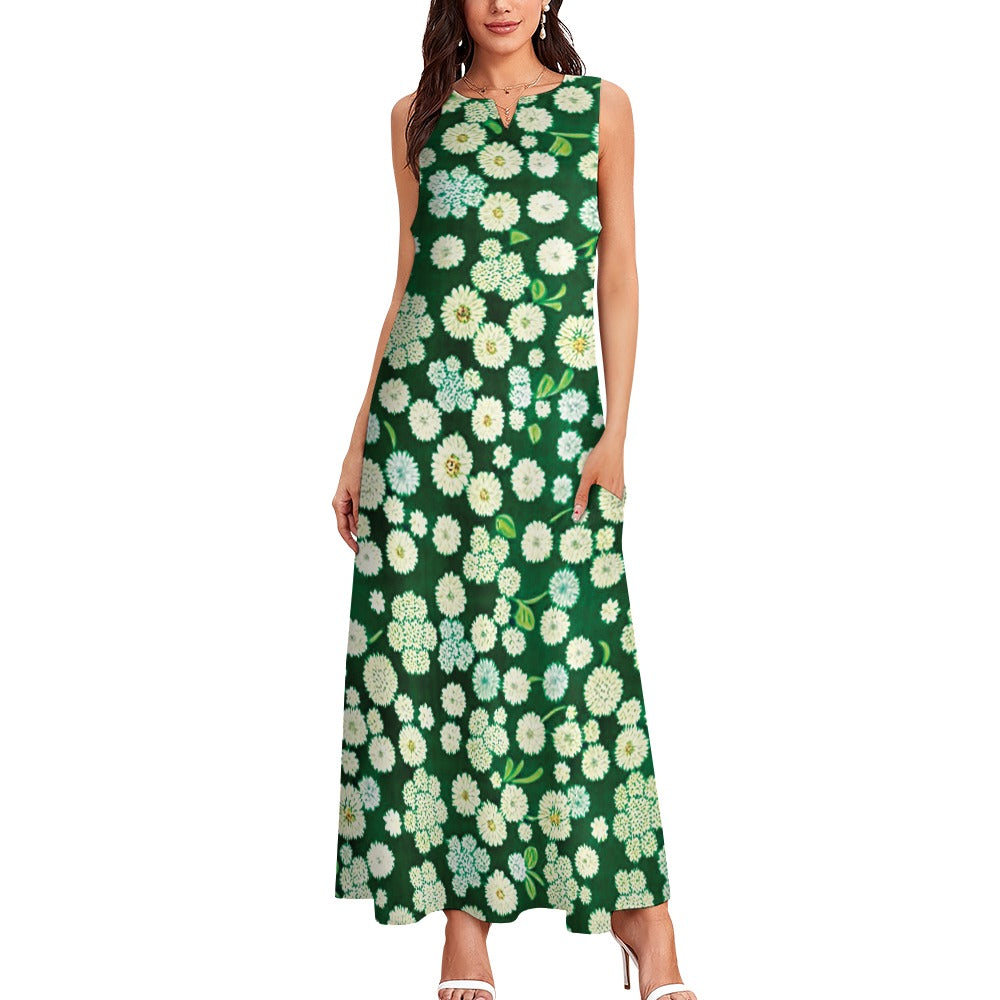 Green floral Long dress