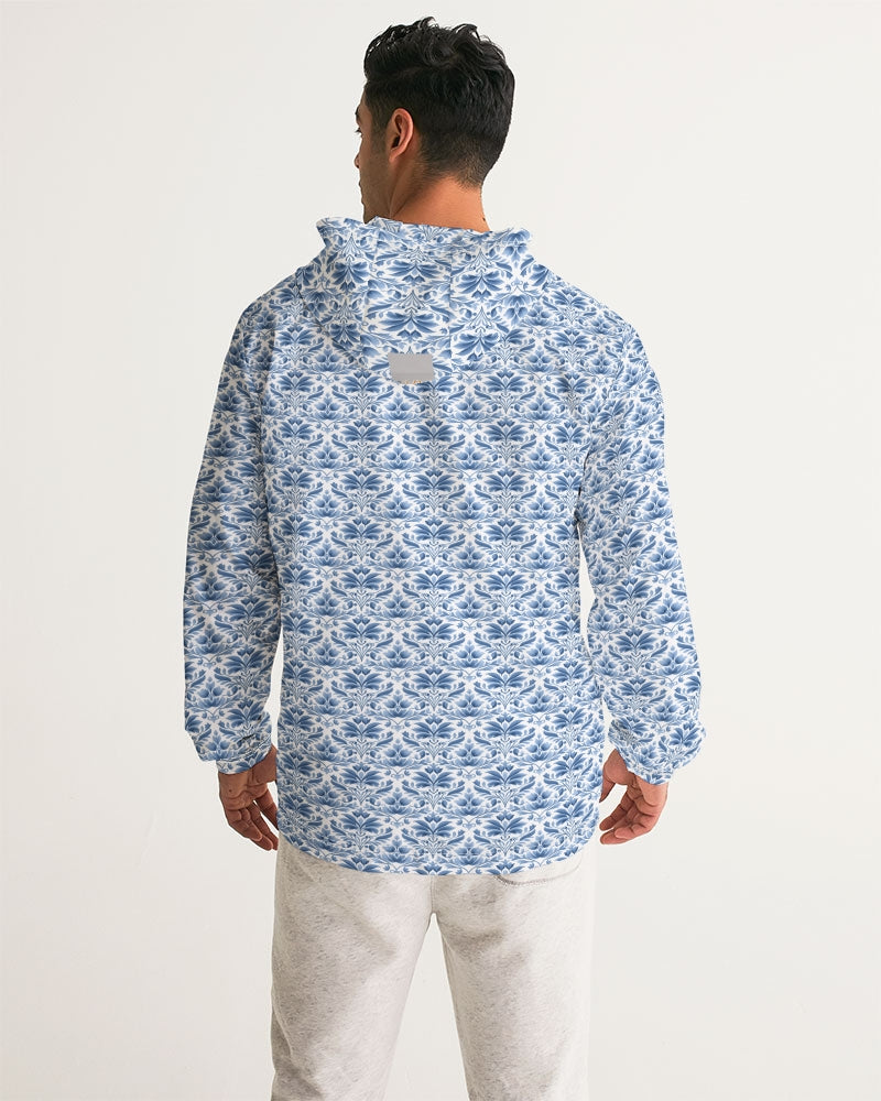 light blue Royal patten  Men's All-Over Print Windbreaker