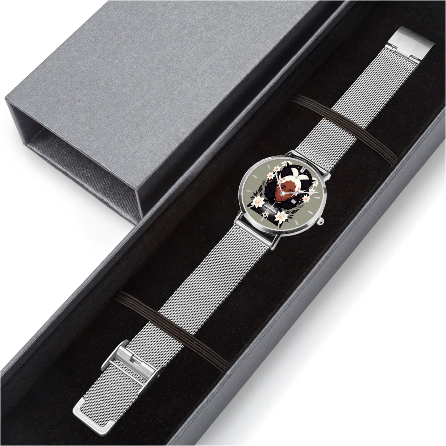 Nubian Silverfox Stainless Steel Perpetual Calendar Quartz Watch (With Indicators)