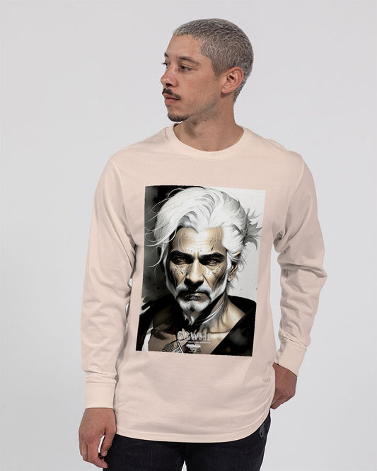 Handsome Silver grey Indian ink Portrait Unisex Long Sleeve Tee | Lane Seven