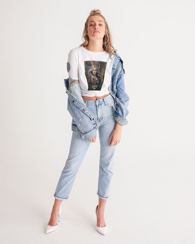 Beautiful white Sister [Part two collection] Women's All-Over Print Twist-Front Cropped Tee