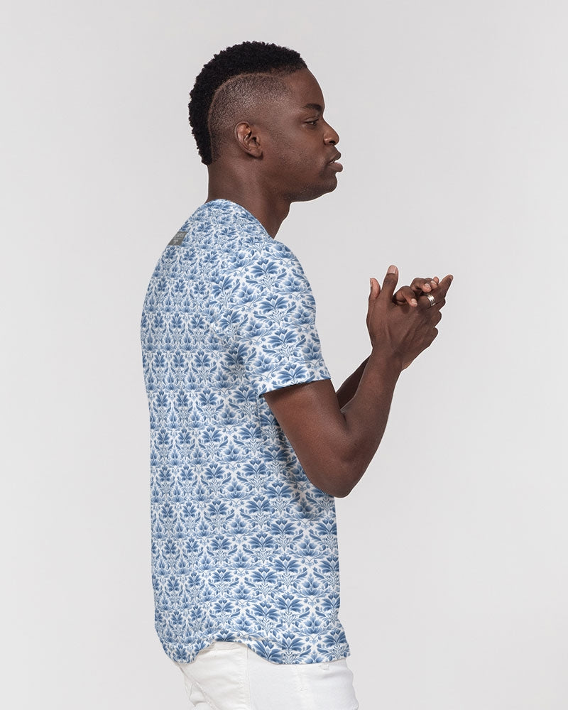 light blue Royal patten  Men's All-Over Print Pocket Tee