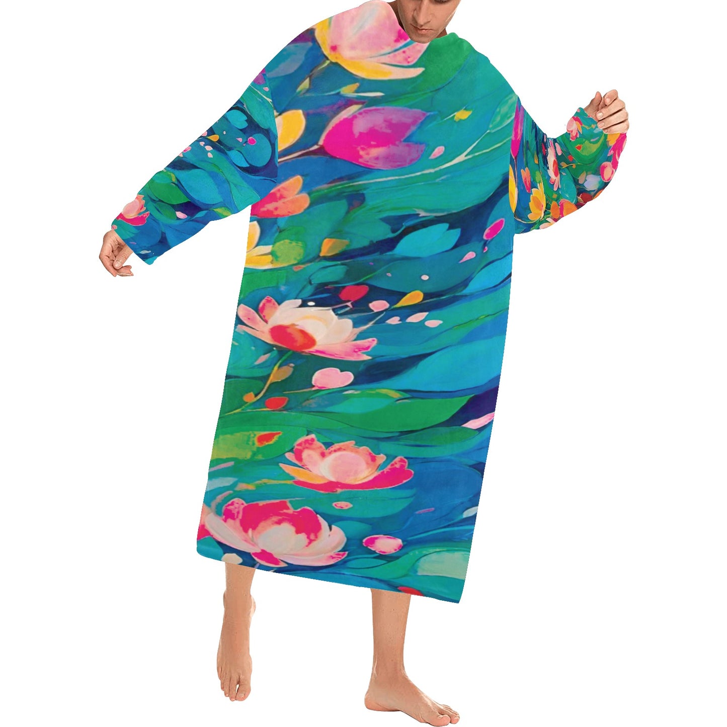 Blanket Robe with Sleeves for Adults