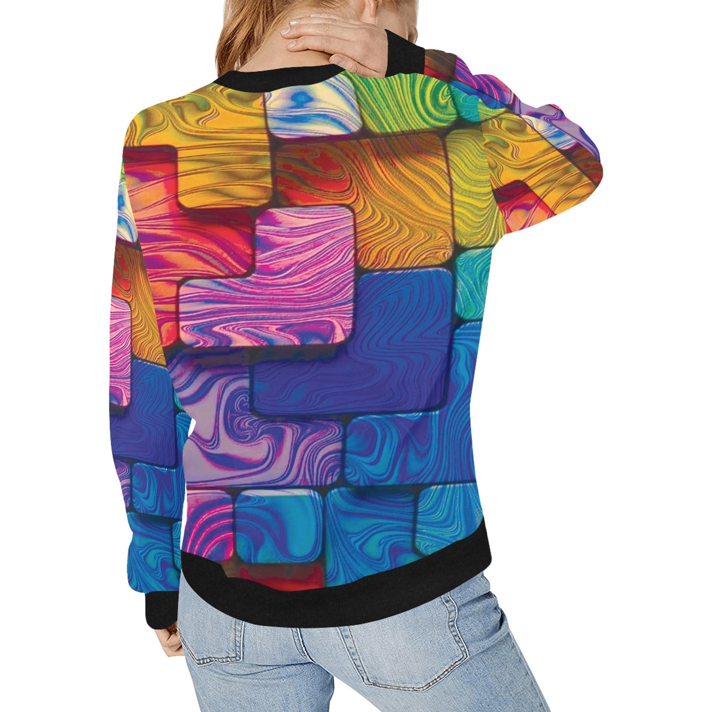 Women's Rib Cuff Crew Neck Sweatshirt (H34)