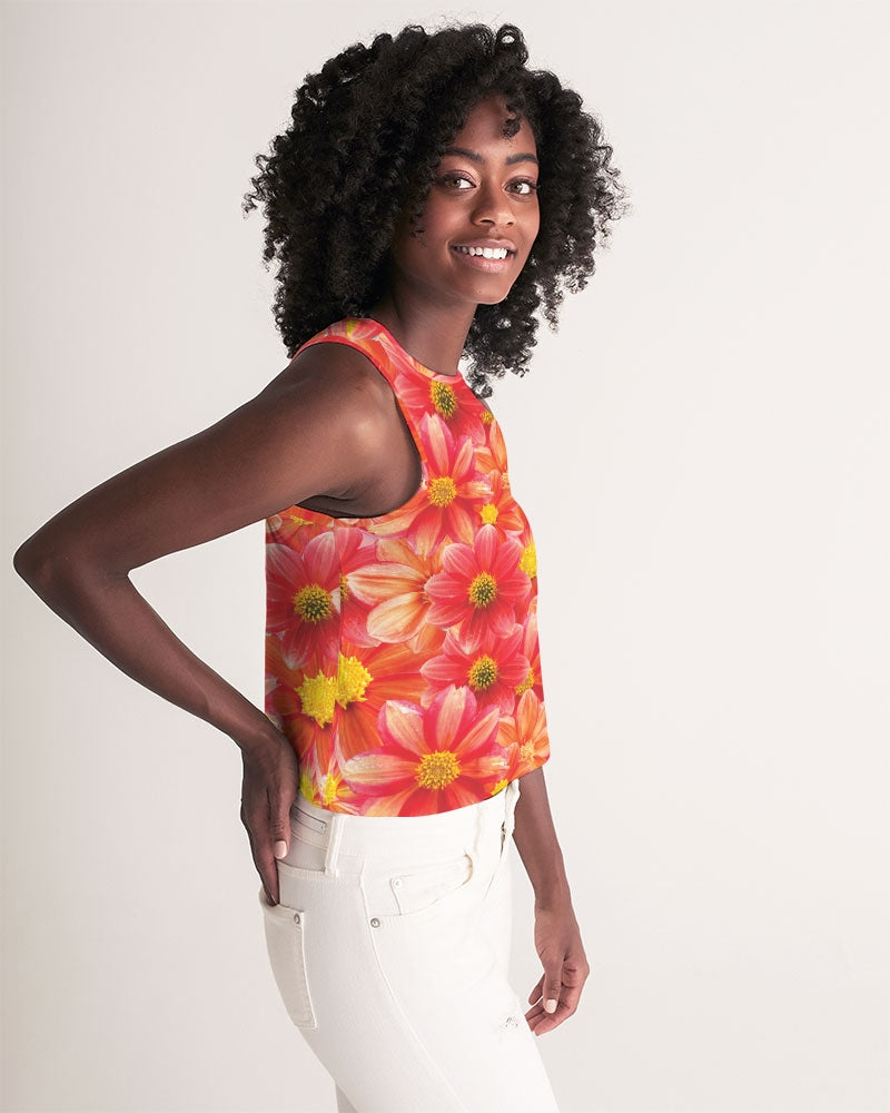 Beautiful blood orange flower design Women's All-Over Print Cropped Tank