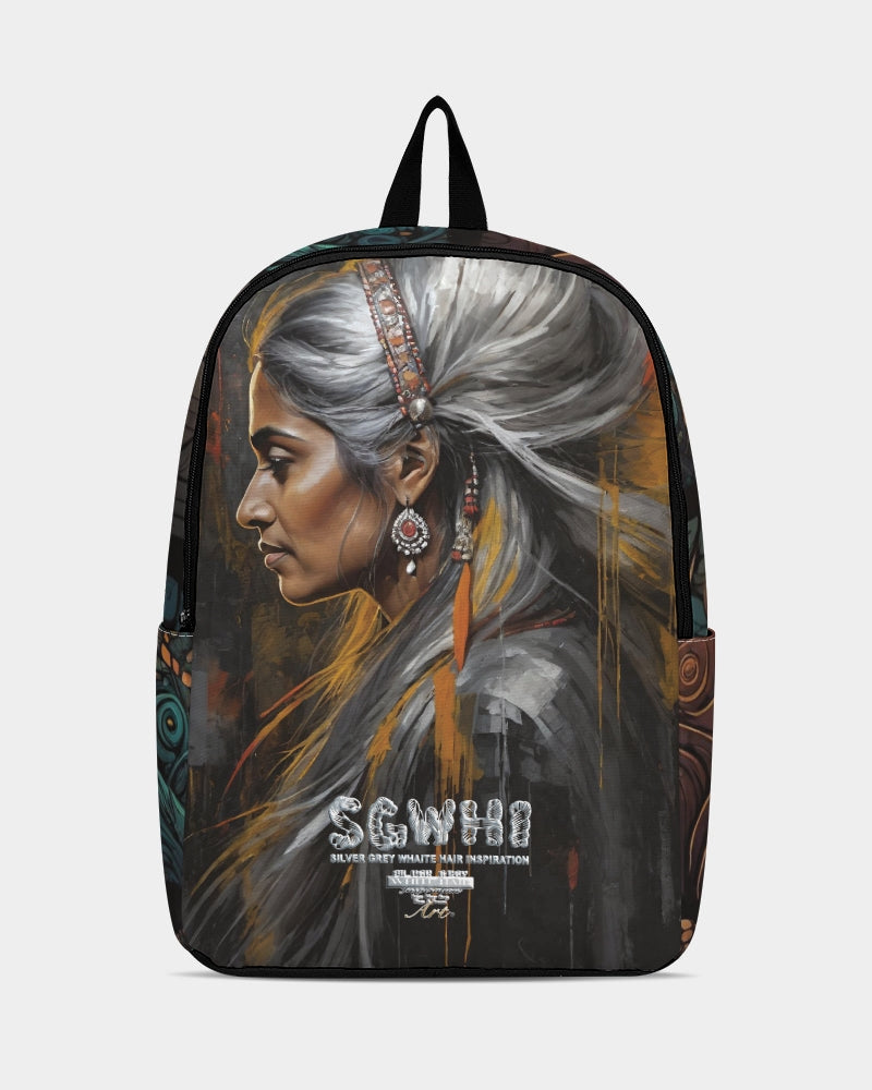 South Asian silver grey white hair sisters portrait [2] Back To Basics School Backpack