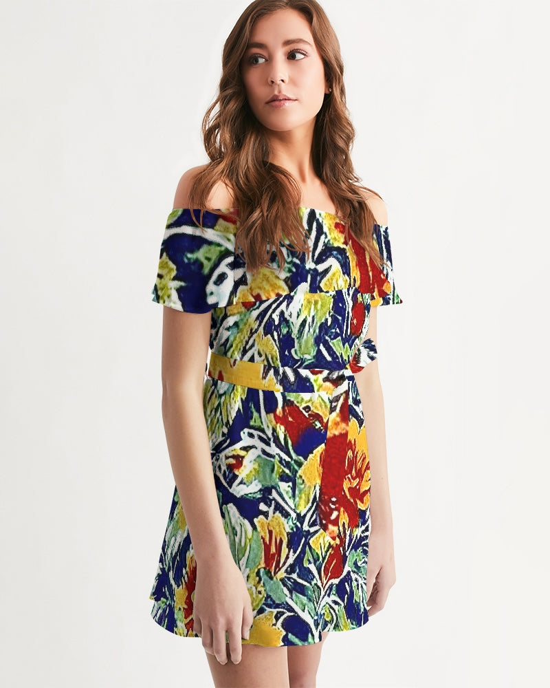 Painted floor design Women's All-Over Print Off-Shoulder Dress