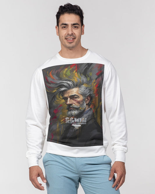 White Knight, Men's All-Over Print Classic French Terry Crewneck Pullover