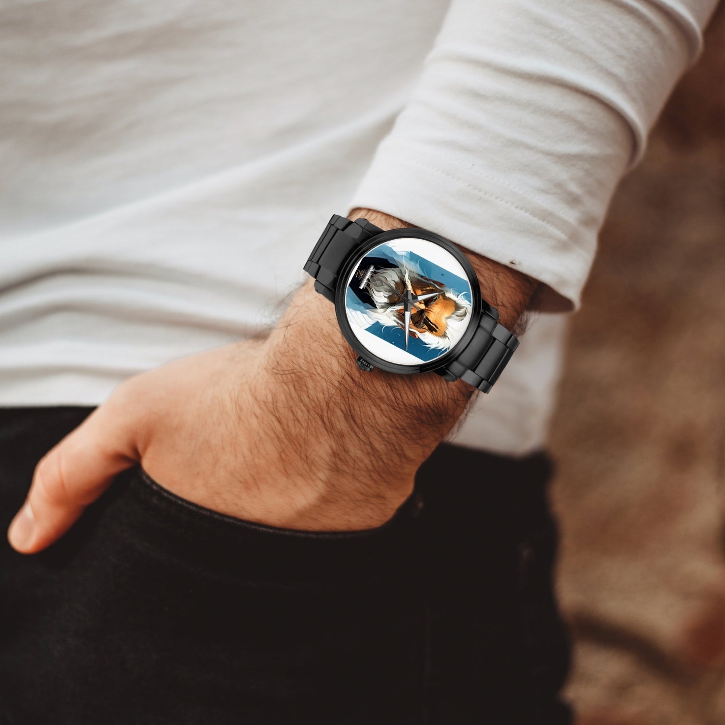 Silver bearded warrior. New Steel Strap Automatic Watch