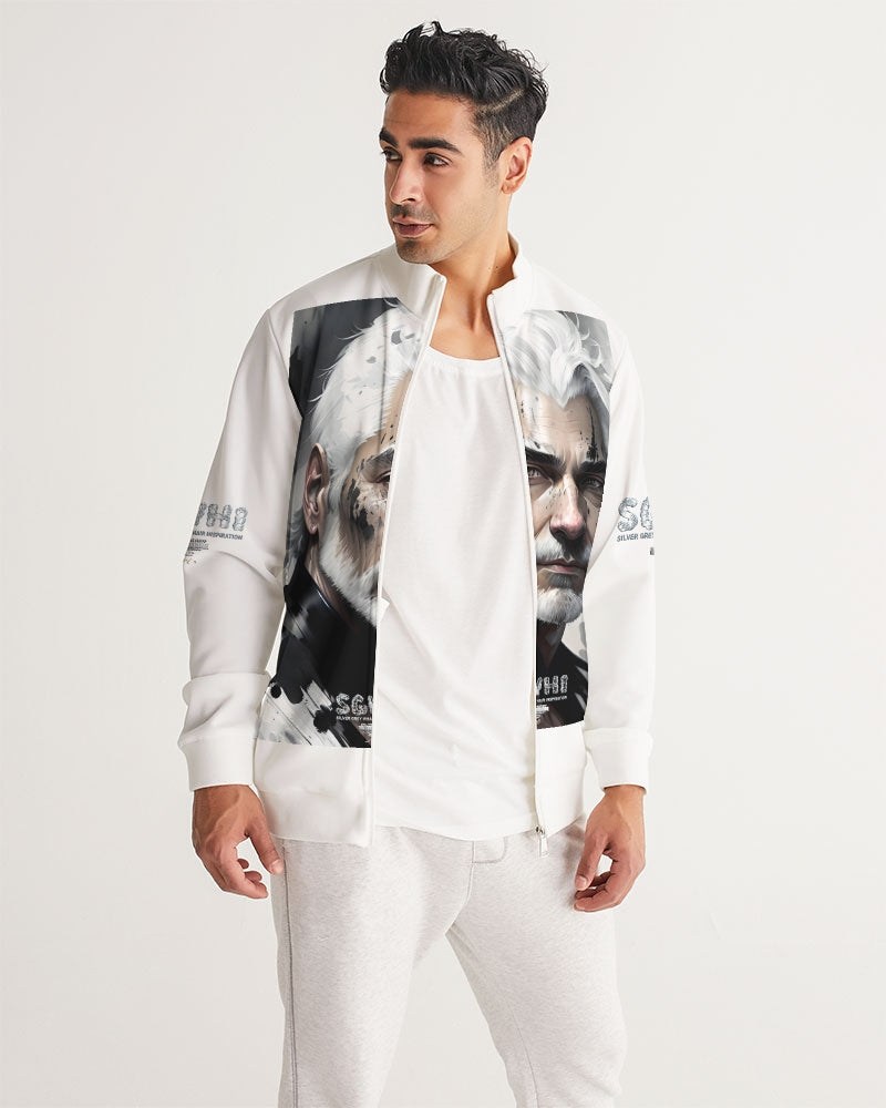 White silver grey fox King Men's All-Over Print Track Jacket