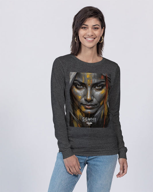 South Asian silver grey white hair sisters portrait [3] Unisex Jersey Long Sleeve Tee | Bella + Canvas