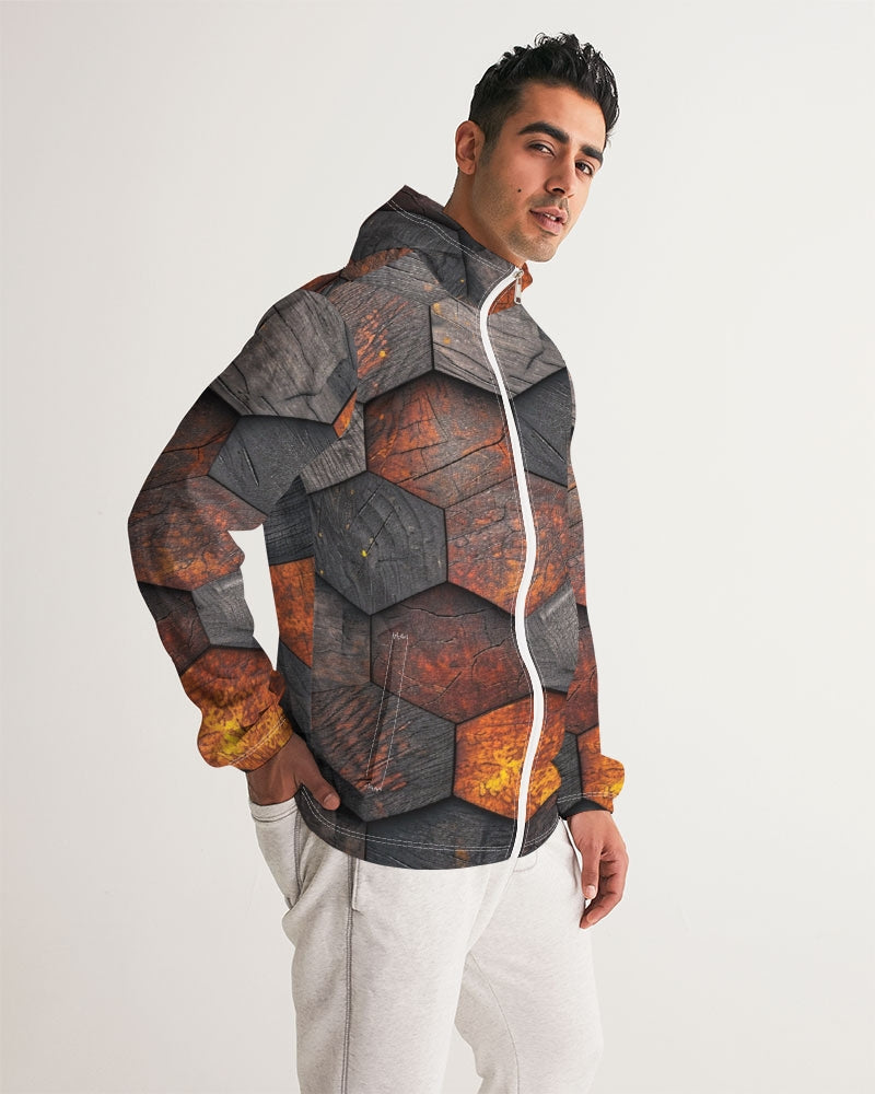 Cool stone hexagon patten 3D Men's All-Over Print Windbreaker