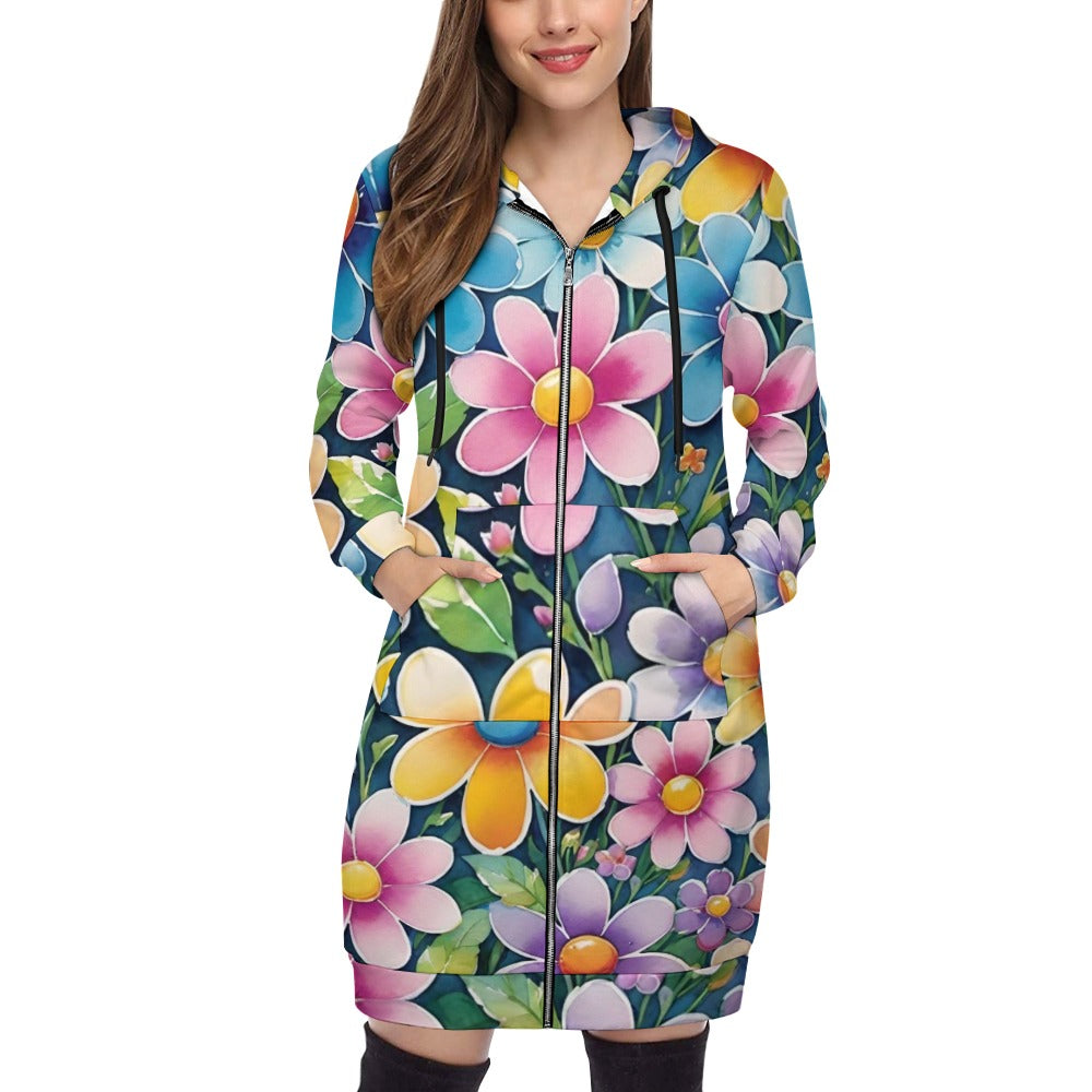 Women's full print long Hoodie