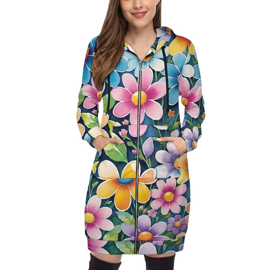 Women's full print long Hoodie