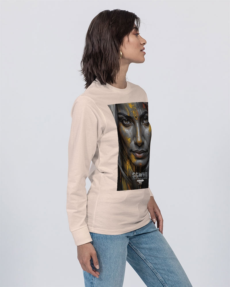 South Asian silver grey white hair sisters portrait [3] Unisex Long Sleeve Tee | Lane Seven