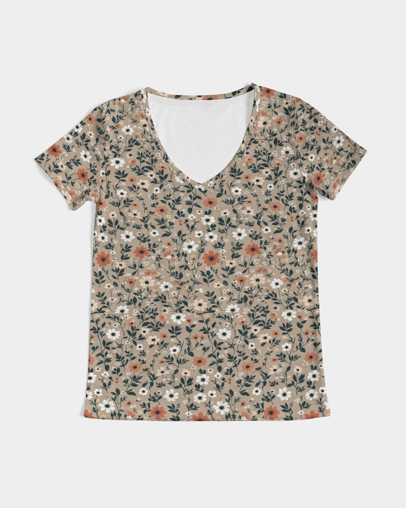 Busy and pretty Women's All-Over Print V-Neck Tee