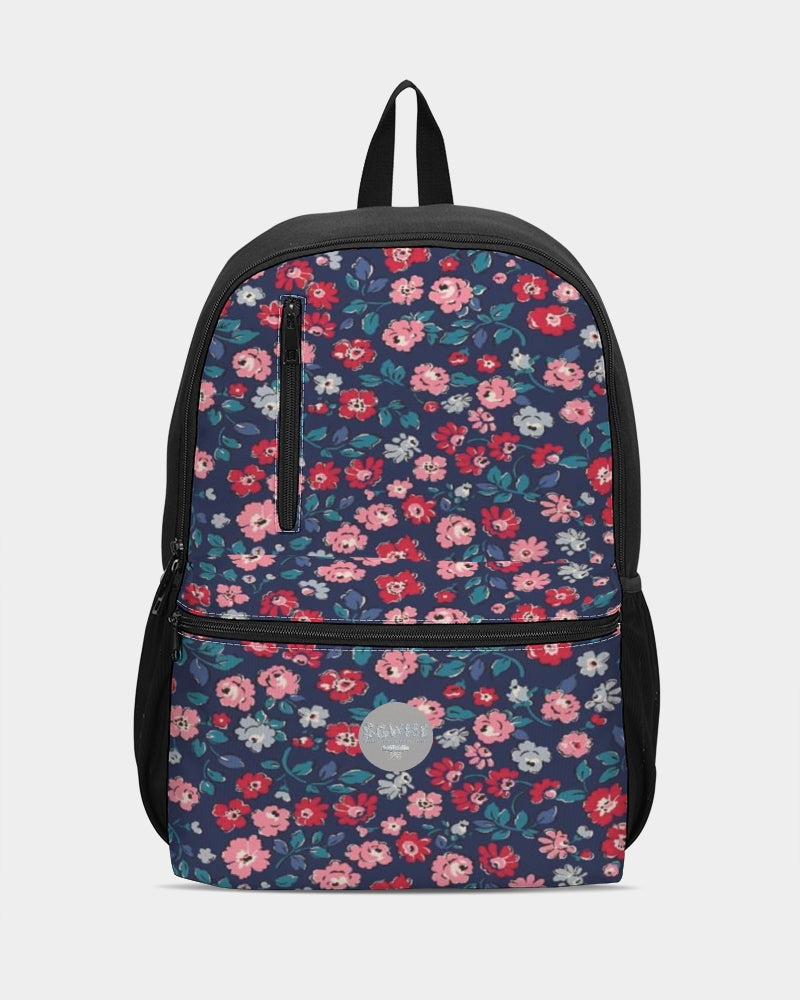 Midnight blue pretty glance.  Duo-Zip Front Canvas Backpack