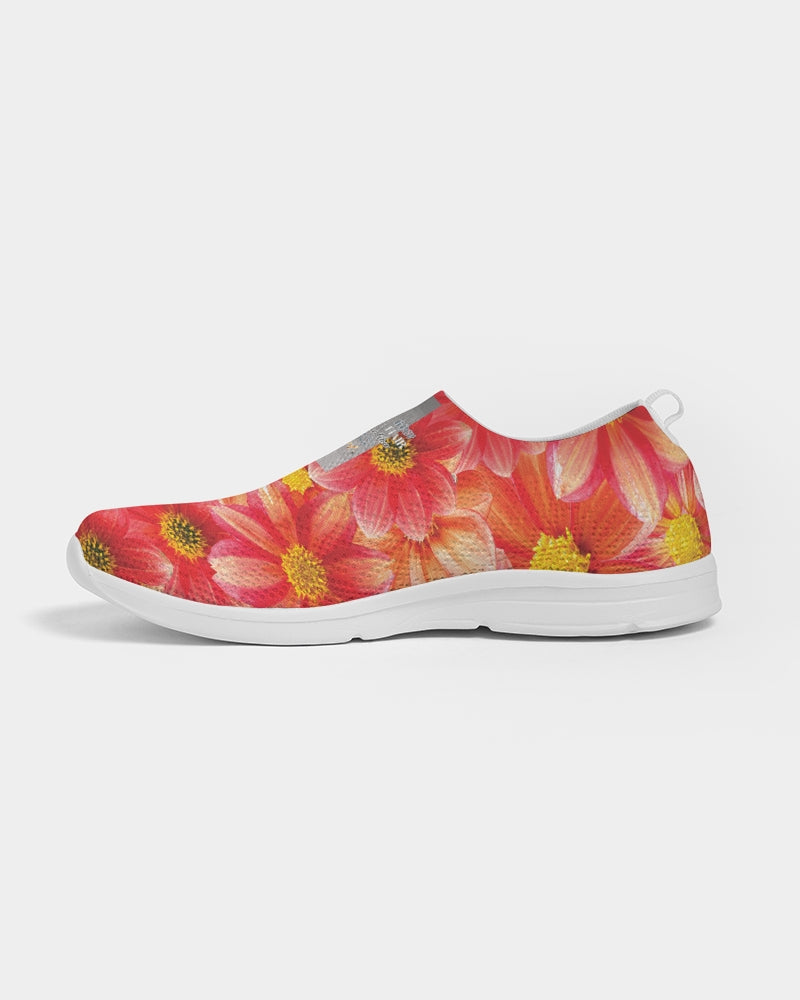 Beautiful blood orange flower design Women's Slip-On Flyknit Shoe