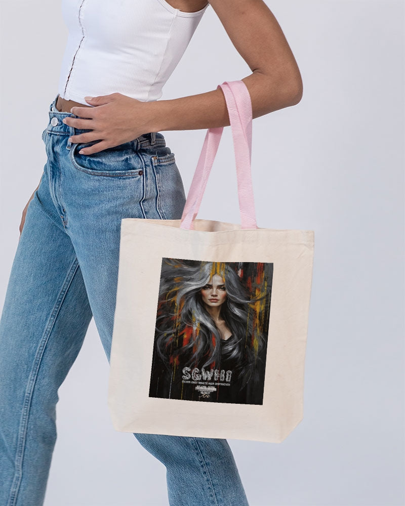 Beautiful white Sister [Part two collection] Canvas Tote with Contrast-Color Handles | Q-Tees