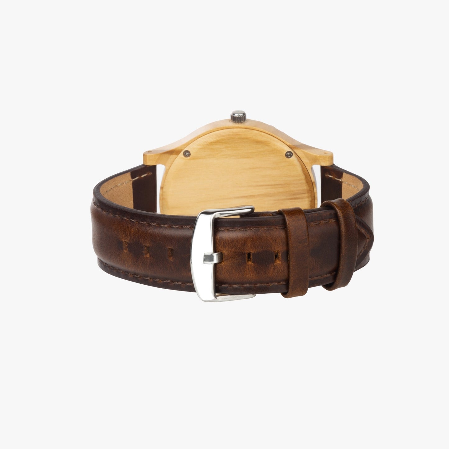 Black gentlemen Silverfox Italian Olive Lumber Wooden Watch - Leather Strap